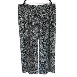 Torrid Pants Womens 4X Blue Floral Palazzo High Waist Casual Wide Leg w/ Shorts